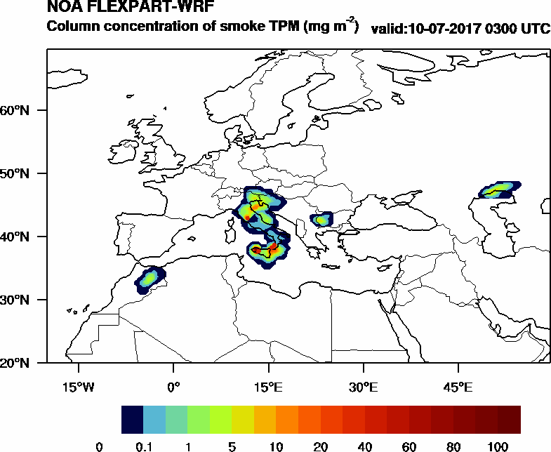 Column concentration of smoke TPM - 2017-07-10 03:00