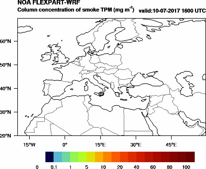 Column concentration of smoke TPM - 2017-07-10 16:00