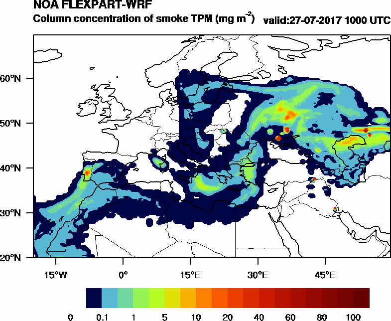 Column concentration of smoke TPM - 2017-07-27 10:00