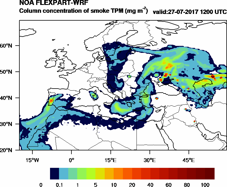 Column concentration of smoke TPM - 2017-07-27 12:00