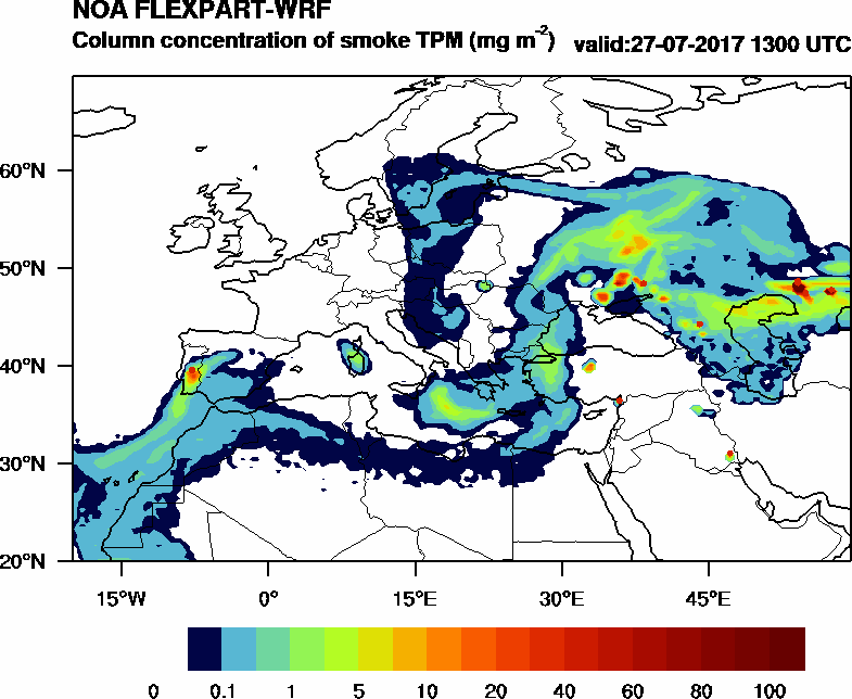 Column concentration of smoke TPM - 2017-07-27 13:00
