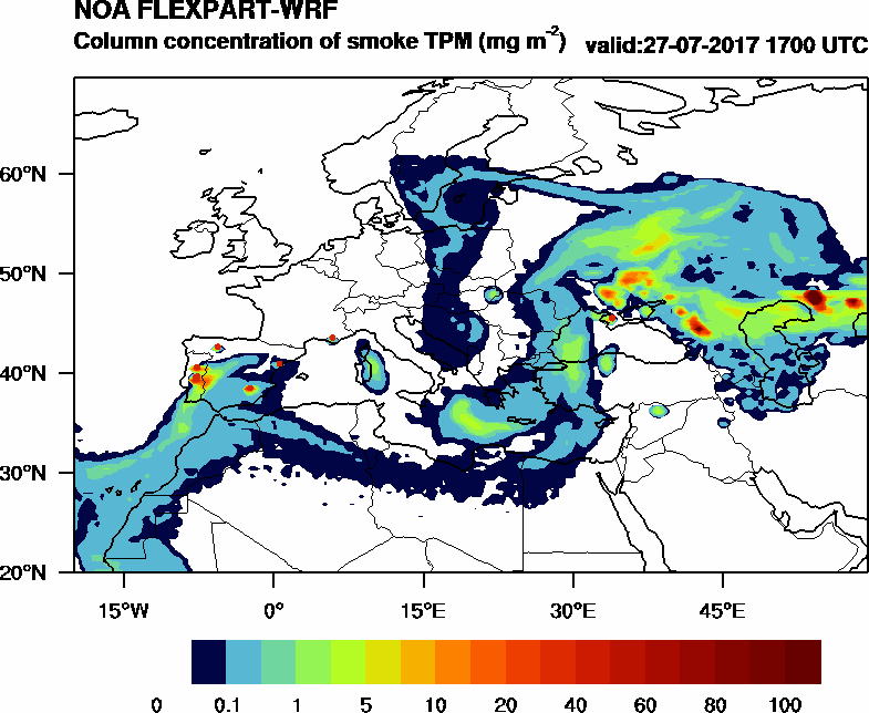 Column concentration of smoke TPM - 2017-07-27 17:00