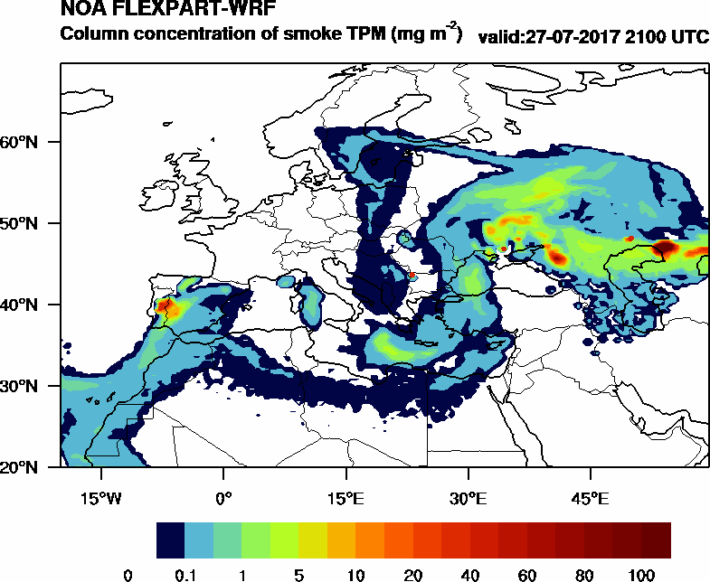 Column concentration of smoke TPM - 2017-07-27 21:00