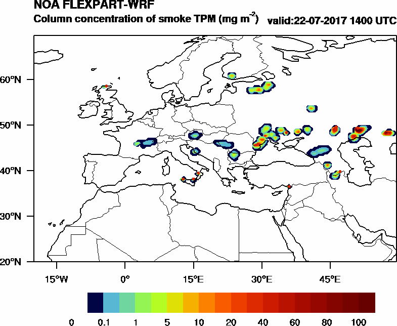 Column concentration of smoke TPM - 2017-07-22 14:00