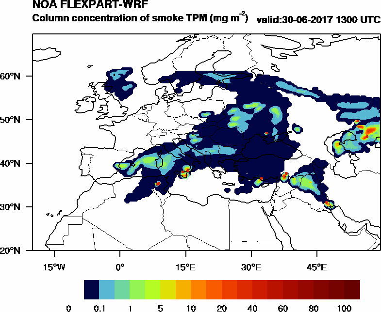 Column concentration of smoke TPM - 2017-06-30 13:00