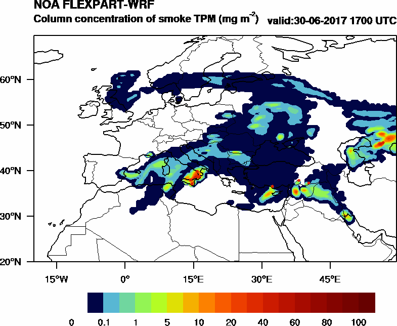 Column concentration of smoke TPM - 2017-06-30 17:00