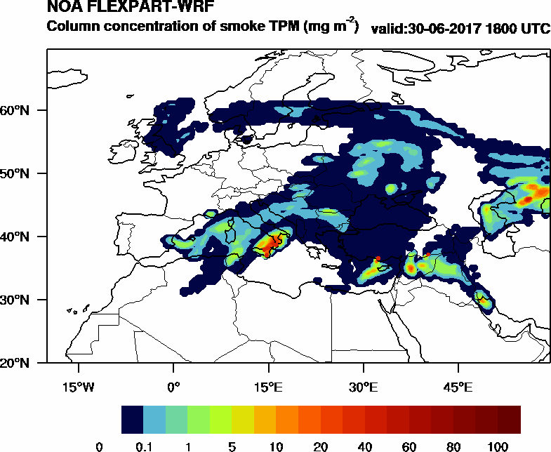 Column concentration of smoke TPM - 2017-06-30 18:00