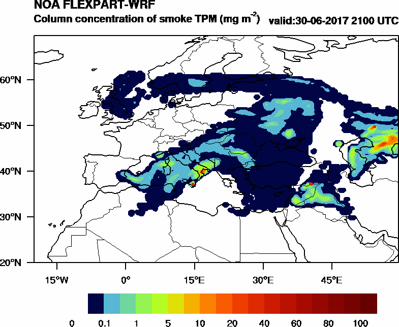 Column concentration of smoke TPM - 2017-06-30 21:00