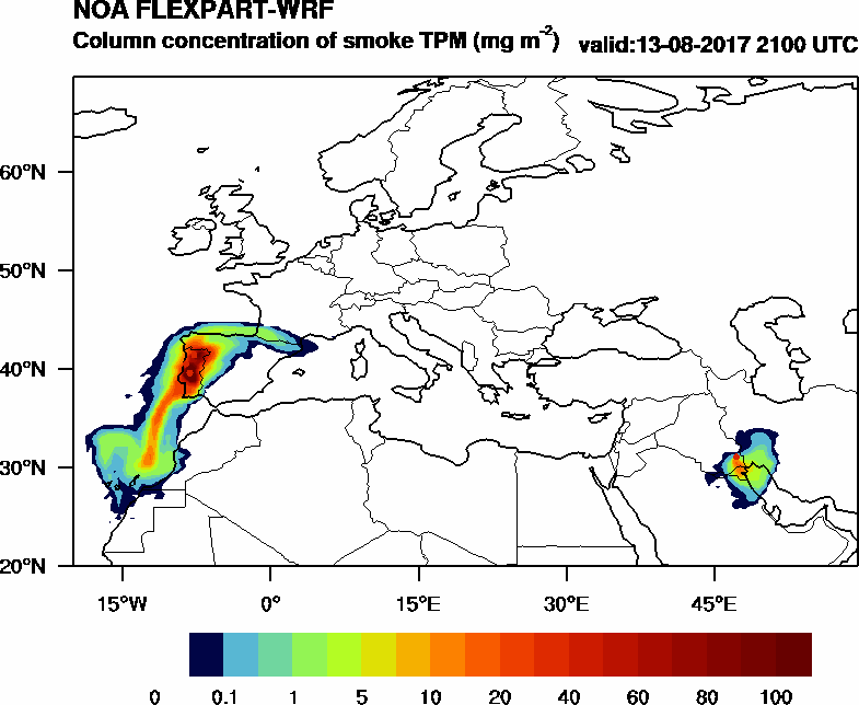 Column concentration of smoke TPM - 2017-08-13 21:00