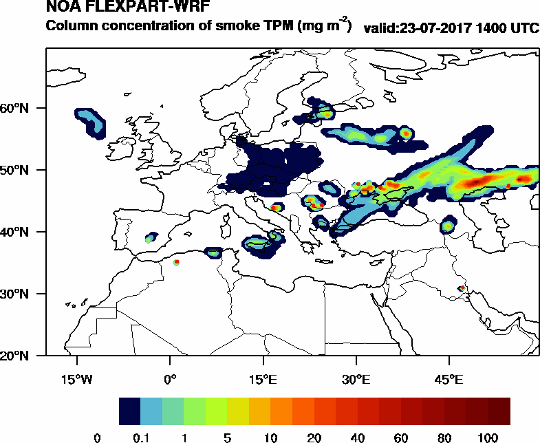 Column concentration of smoke TPM - 2017-07-23 14:00