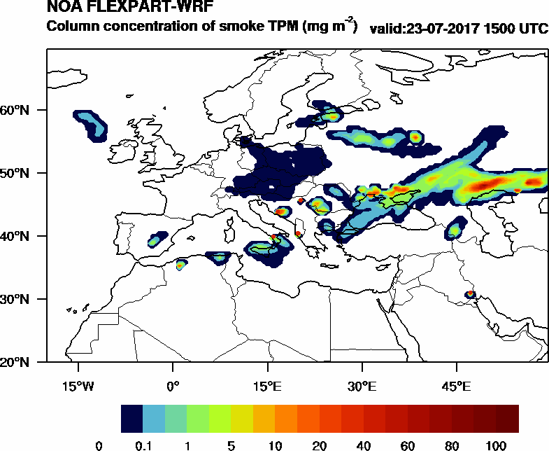 Column concentration of smoke TPM - 2017-07-23 15:00