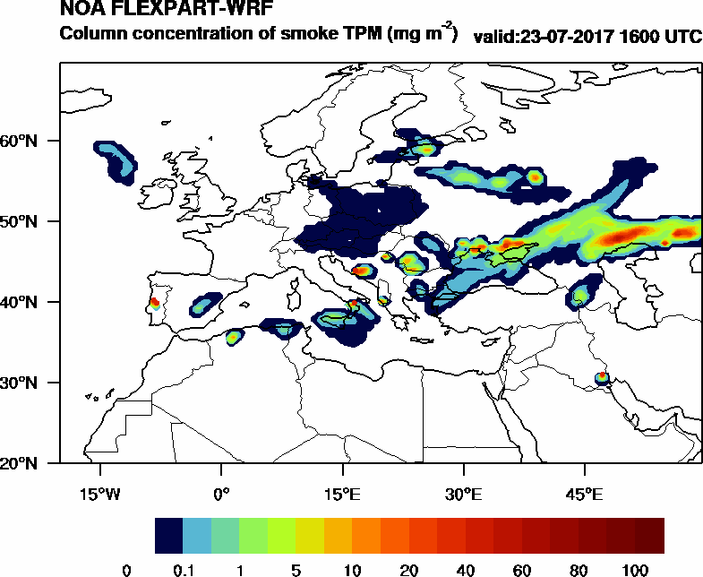 Column concentration of smoke TPM - 2017-07-23 16:00