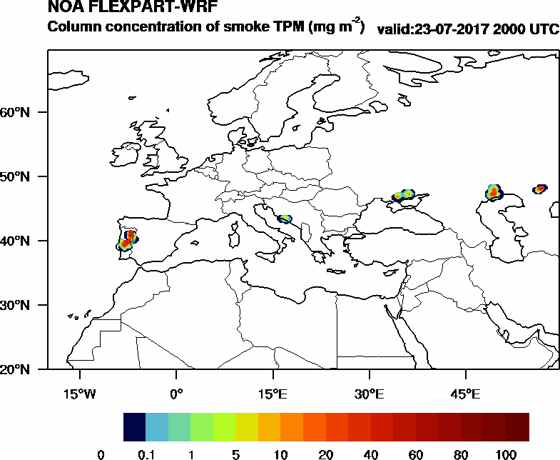 Column concentration of smoke TPM - 2017-07-23 20:00