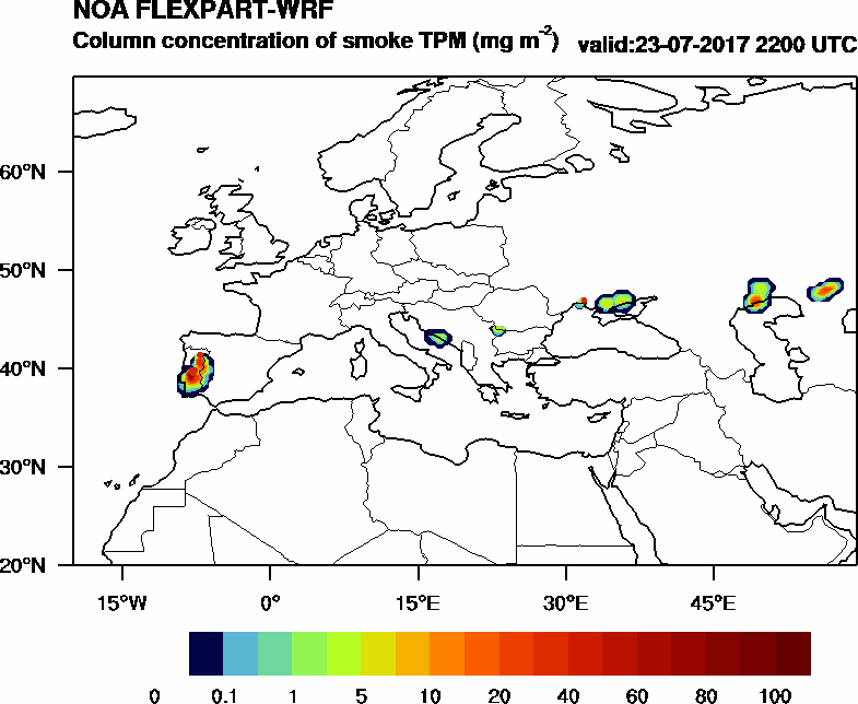 Column concentration of smoke TPM - 2017-07-23 22:00