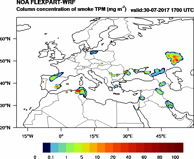 Column concentration of smoke TPM - 2017-07-30 17:00