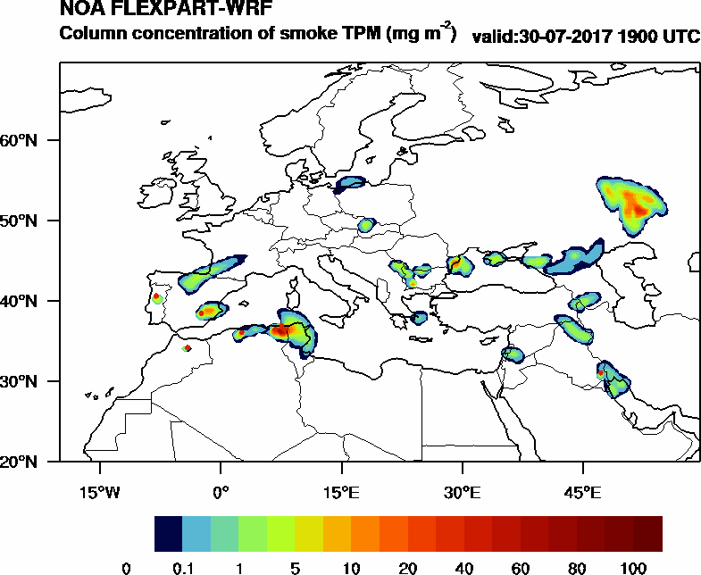 Column concentration of smoke TPM - 2017-07-30 19:00