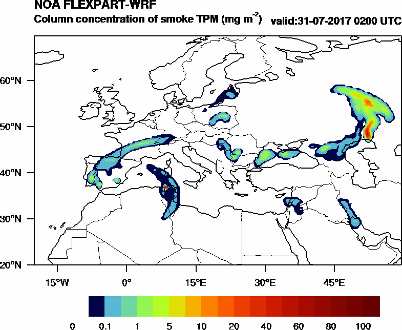 Column concentration of smoke TPM - 2017-07-31 02:00