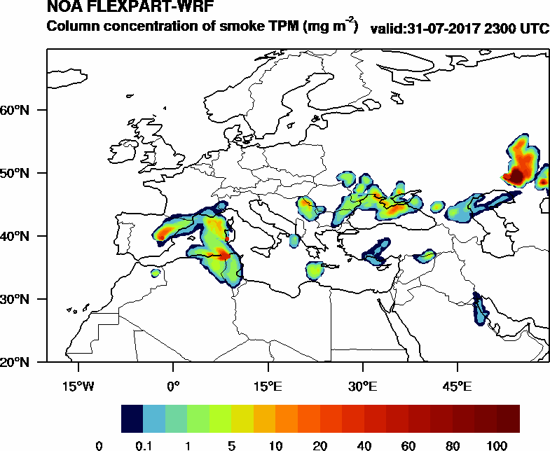 Column concentration of smoke TPM - 2017-07-31 23:00