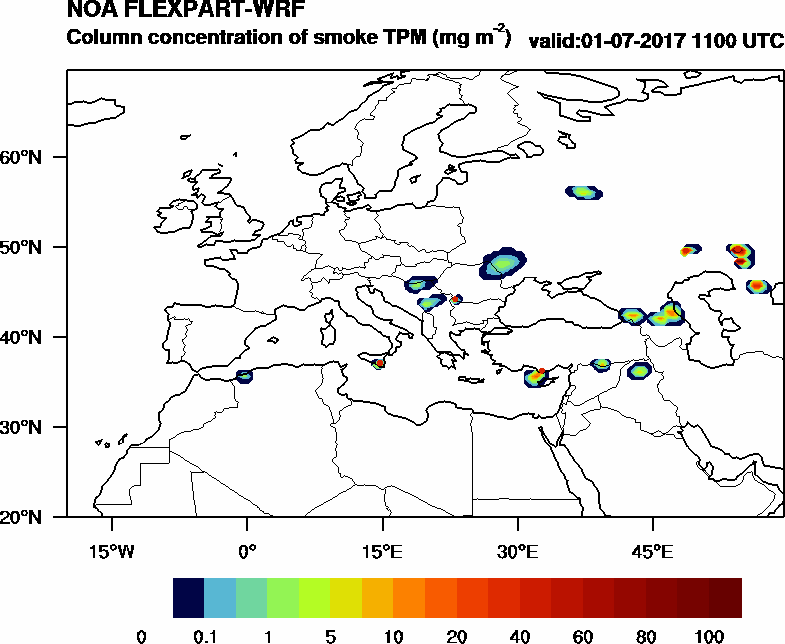 Column concentration of smoke TPM - 2017-07-01 11:00