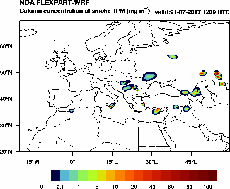 Column concentration of smoke TPM - 2017-07-01 12:00