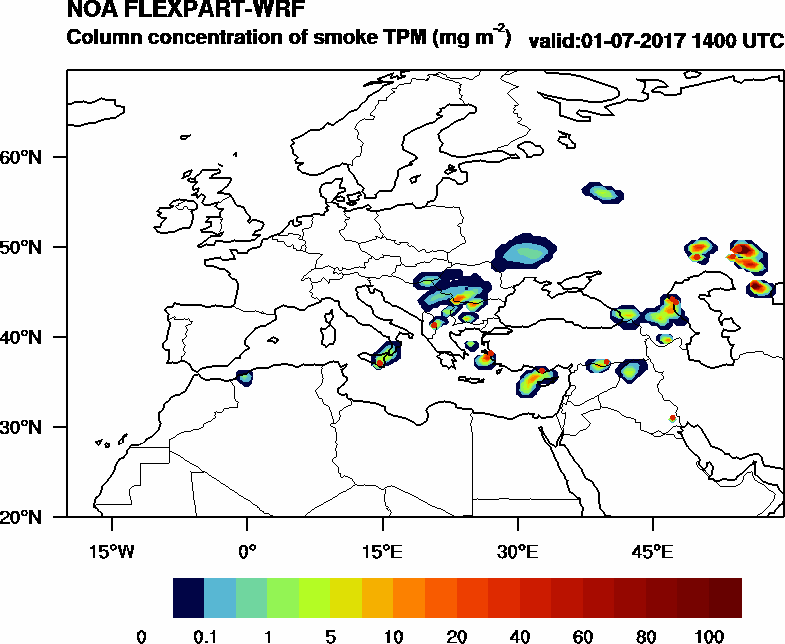 Column concentration of smoke TPM - 2017-07-01 14:00