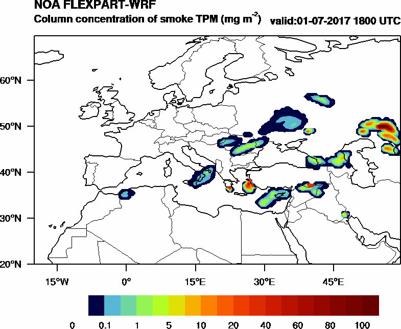 Column concentration of smoke TPM - 2017-07-01 18:00