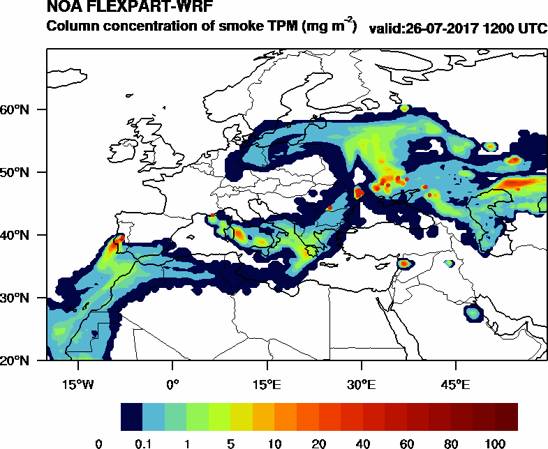 Column concentration of smoke TPM - 2017-07-26 12:00