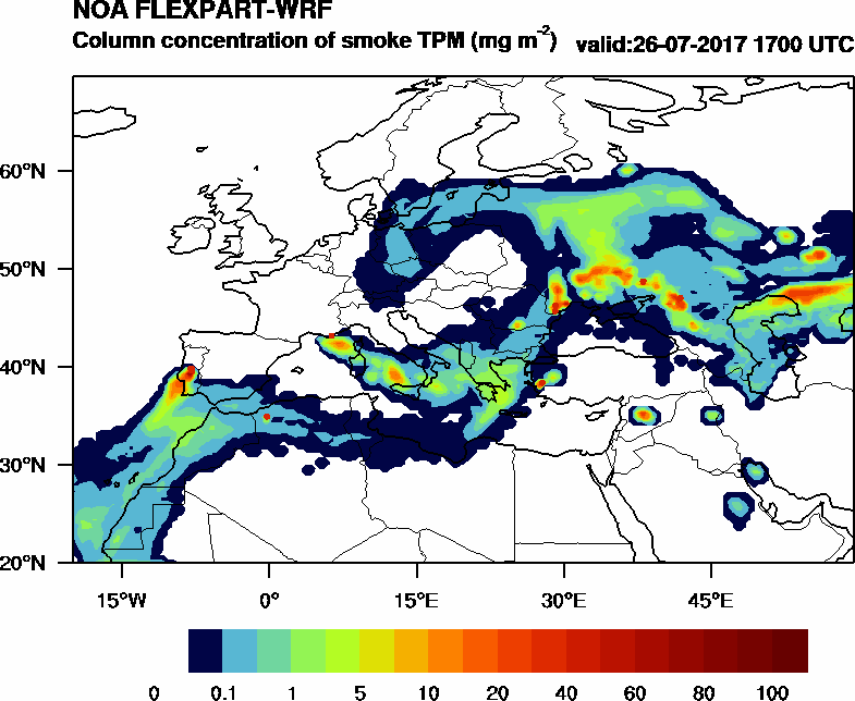 Column concentration of smoke TPM - 2017-07-26 17:00