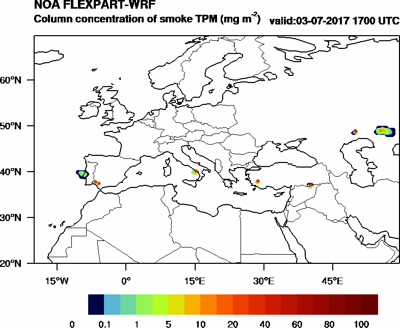 Column concentration of smoke TPM - 2017-07-03 17:00