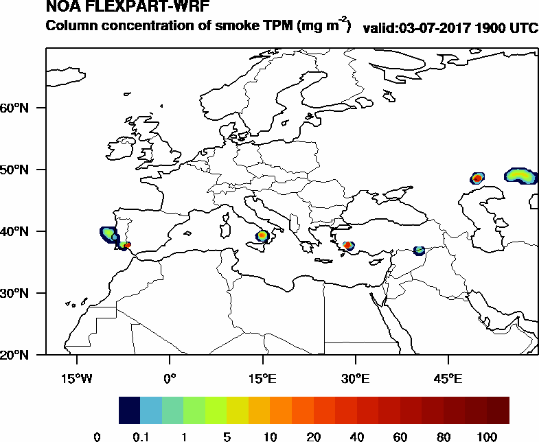 Column concentration of smoke TPM - 2017-07-03 19:00