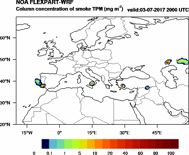 Column concentration of smoke TPM - 2017-07-03 20:00