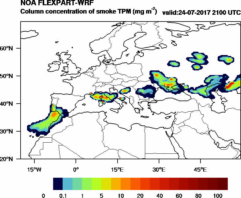 Column concentration of smoke TPM - 2017-07-24 21:00