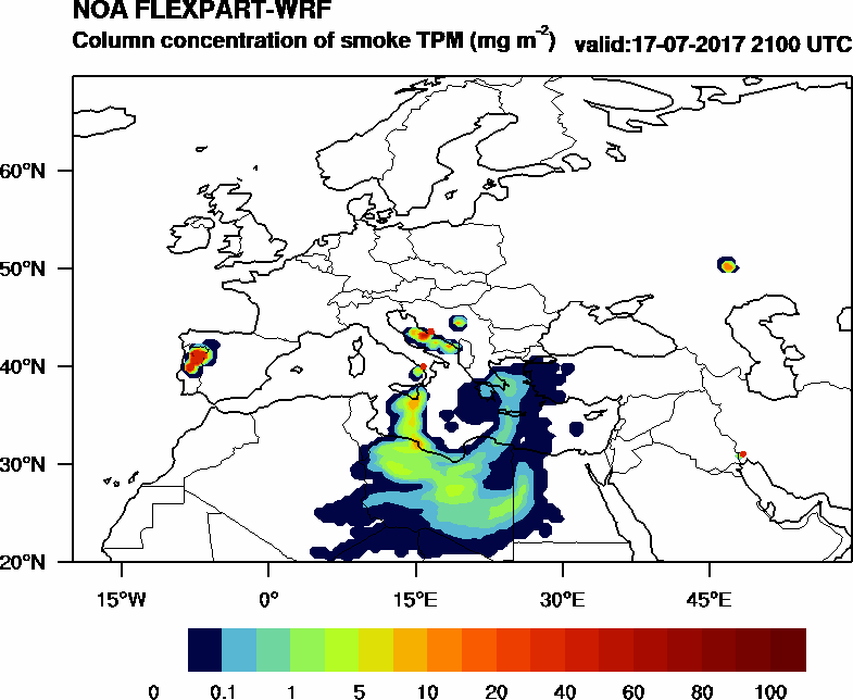 Column concentration of smoke TPM - 2017-07-17 21:00
