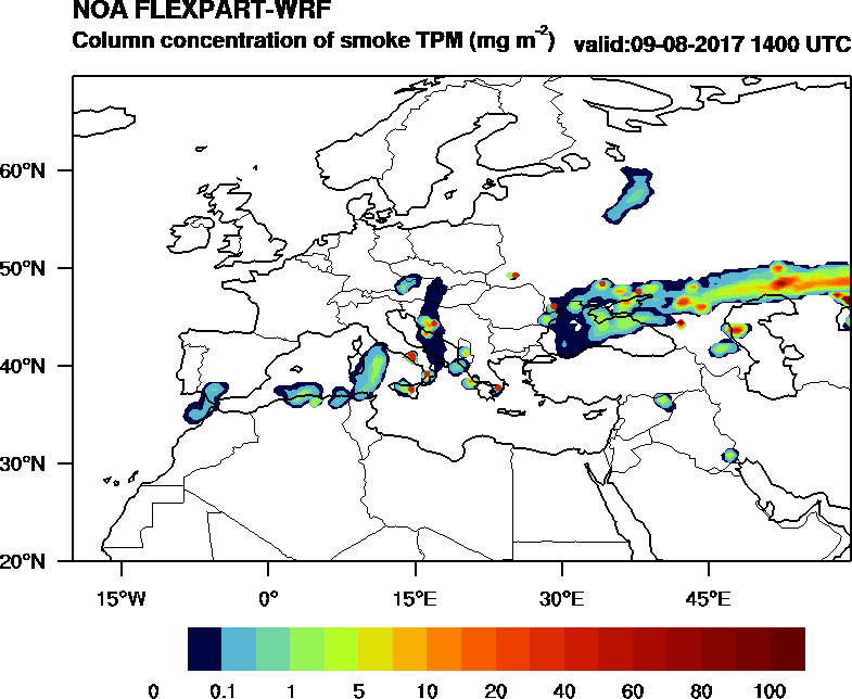 Column concentration of smoke TPM - 2017-08-09 14:00