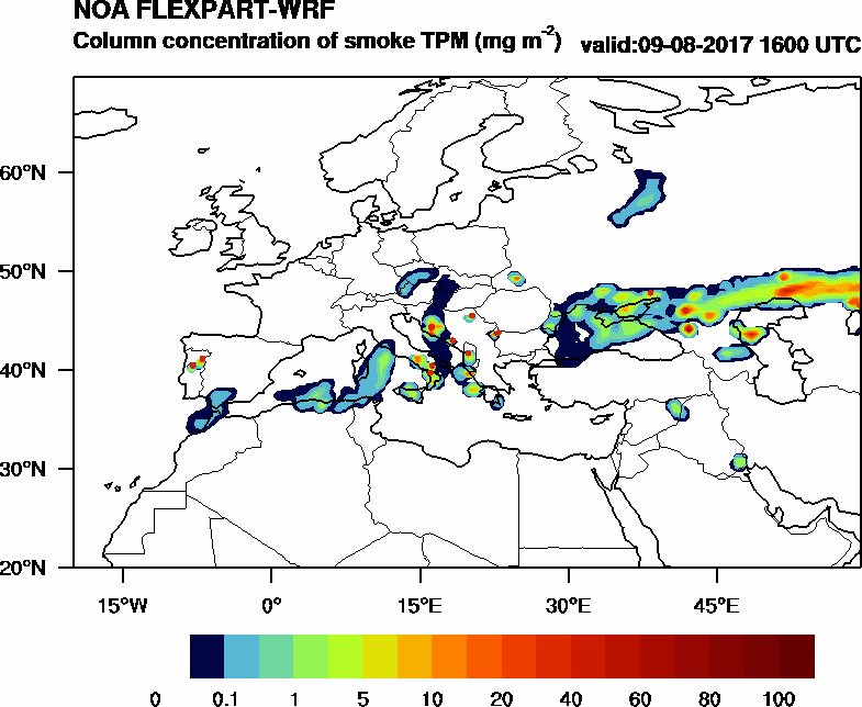 Column concentration of smoke TPM - 2017-08-09 16:00