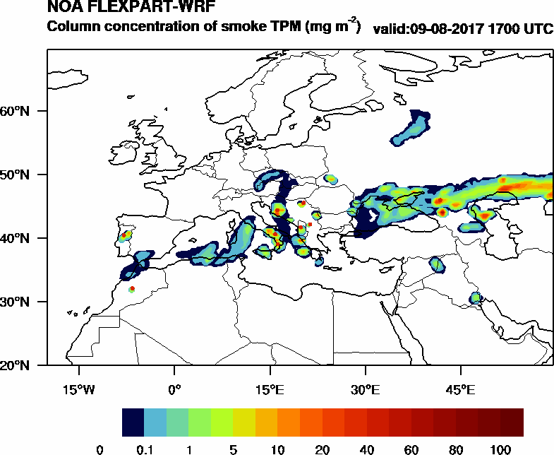 Column concentration of smoke TPM - 2017-08-09 17:00