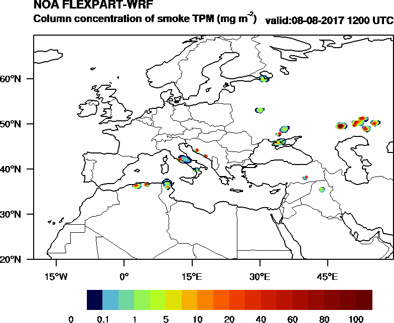 Column concentration of smoke TPM - 2017-08-08 12:00