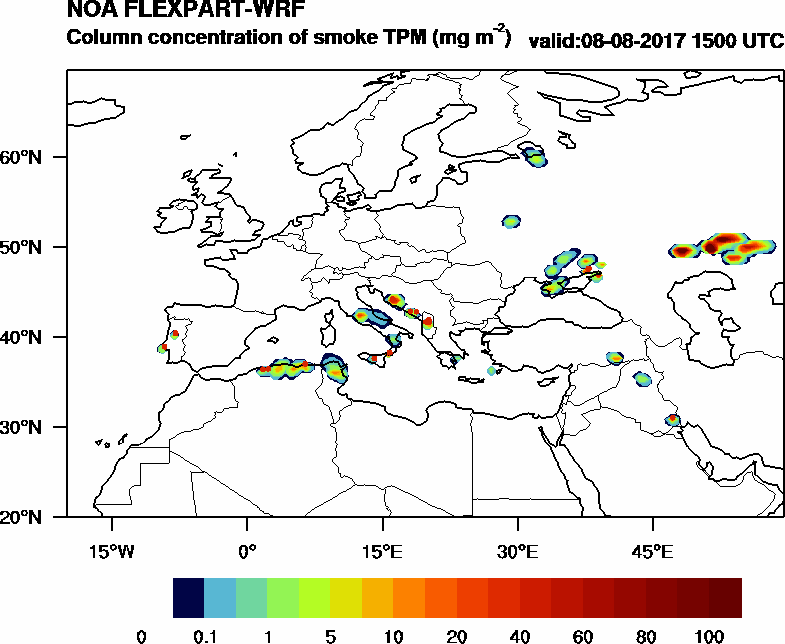 Column concentration of smoke TPM - 2017-08-08 15:00