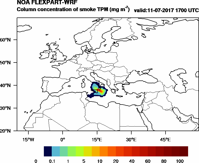 Column concentration of smoke TPM - 2017-07-11 17:00