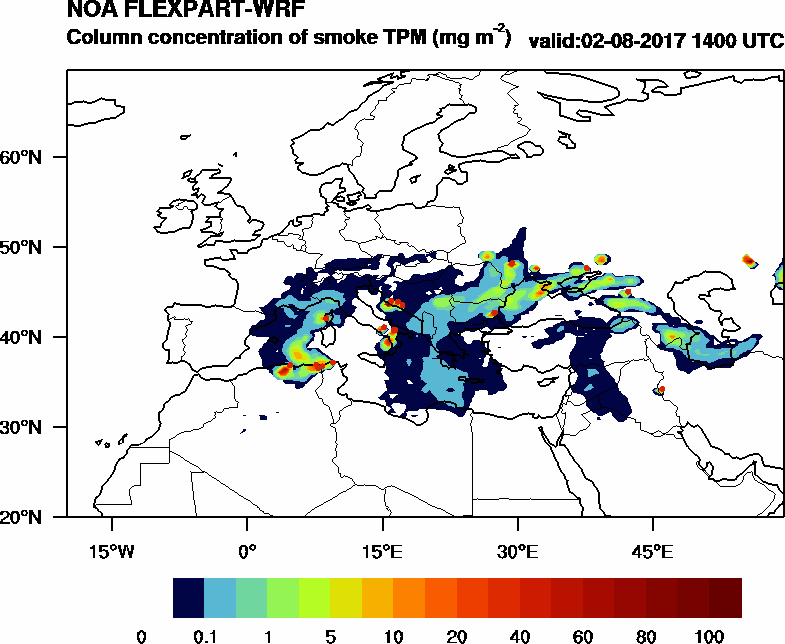 Column concentration of smoke TPM - 2017-08-02 14:00