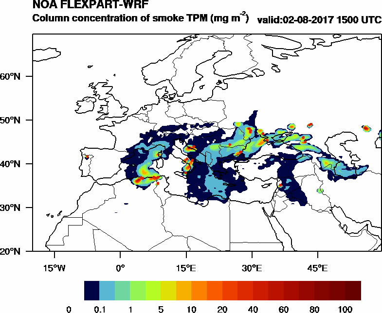 Column concentration of smoke TPM - 2017-08-02 15:00
