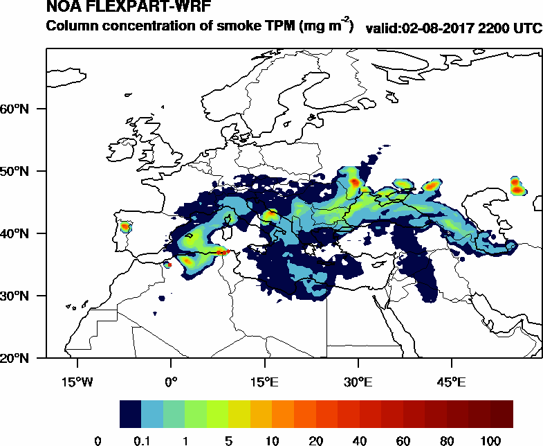 Column concentration of smoke TPM - 2017-08-02 22:00