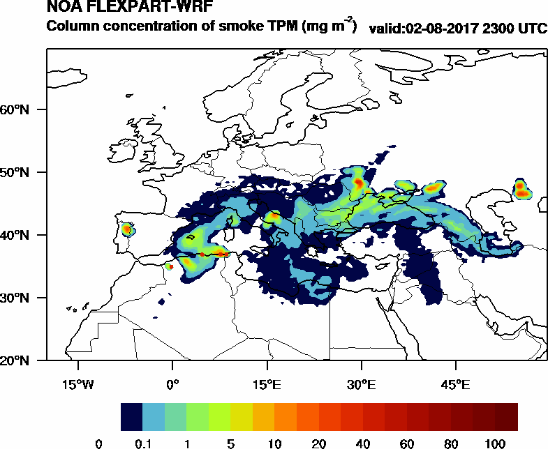 Column concentration of smoke TPM - 2017-08-02 23:00