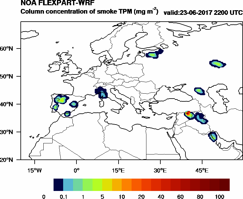 Column concentration of smoke TPM - 2017-06-23 22:00
