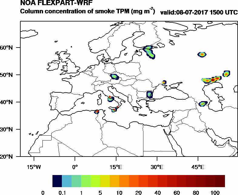 Column concentration of smoke TPM - 2017-07-08 15:00