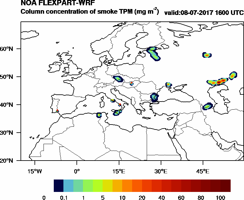 Column concentration of smoke TPM - 2017-07-08 16:00