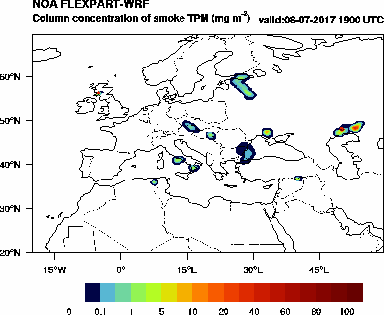 Column concentration of smoke TPM - 2017-07-08 19:00