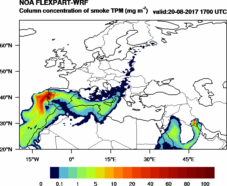 Column concentration of smoke TPM - 2017-08-20 17:00