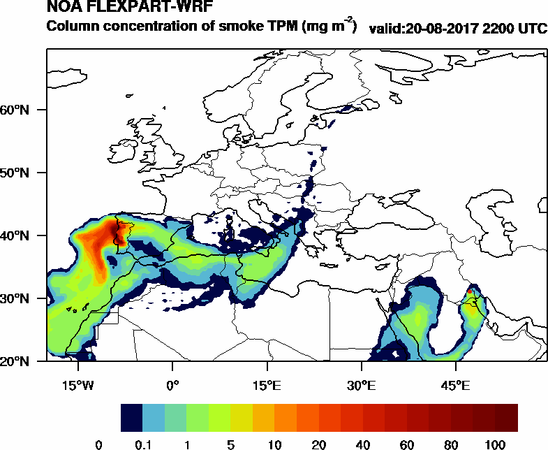 Column concentration of smoke TPM - 2017-08-20 22:00