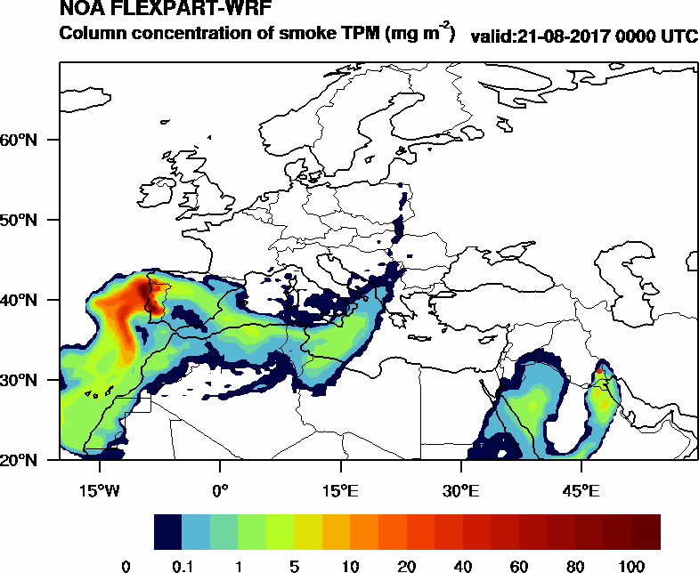 Column concentration of smoke TPM - 2017-08-21 00:00